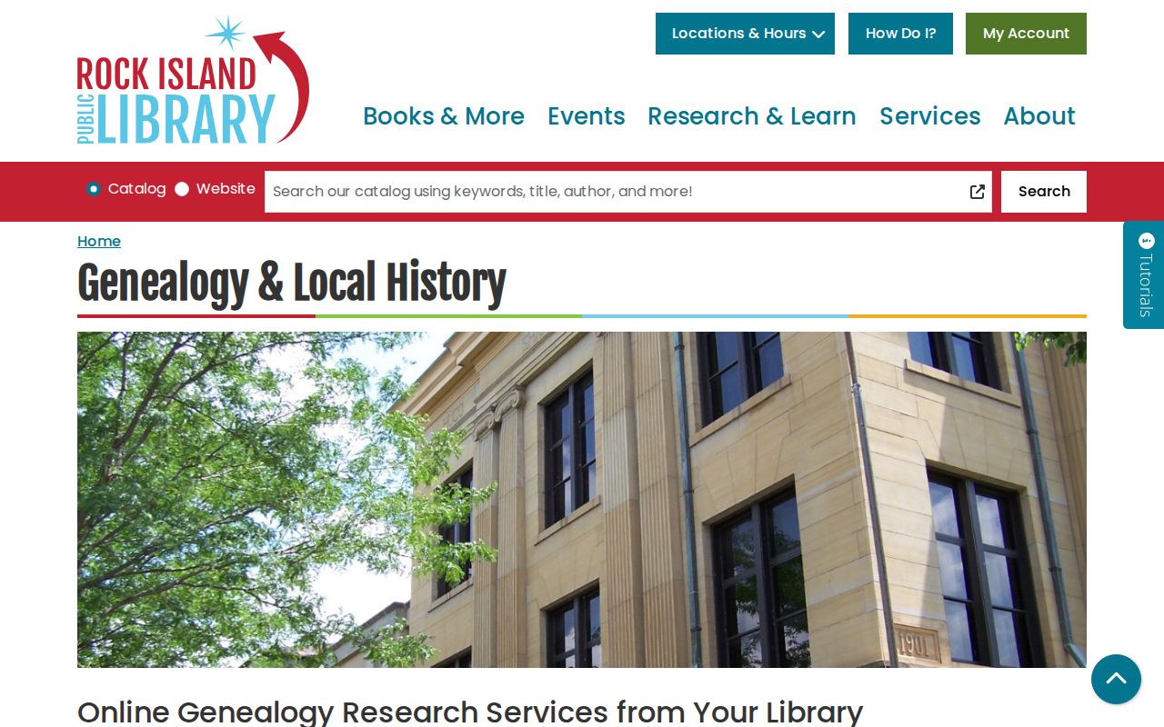 Rock Island Public Library genealogy and local history collection page