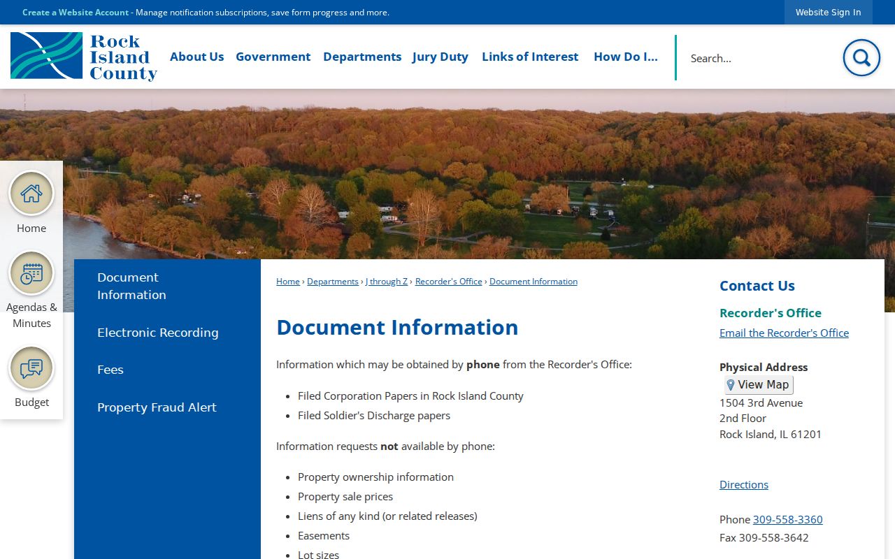 Rock Island County Recorder document information and copy request channels
