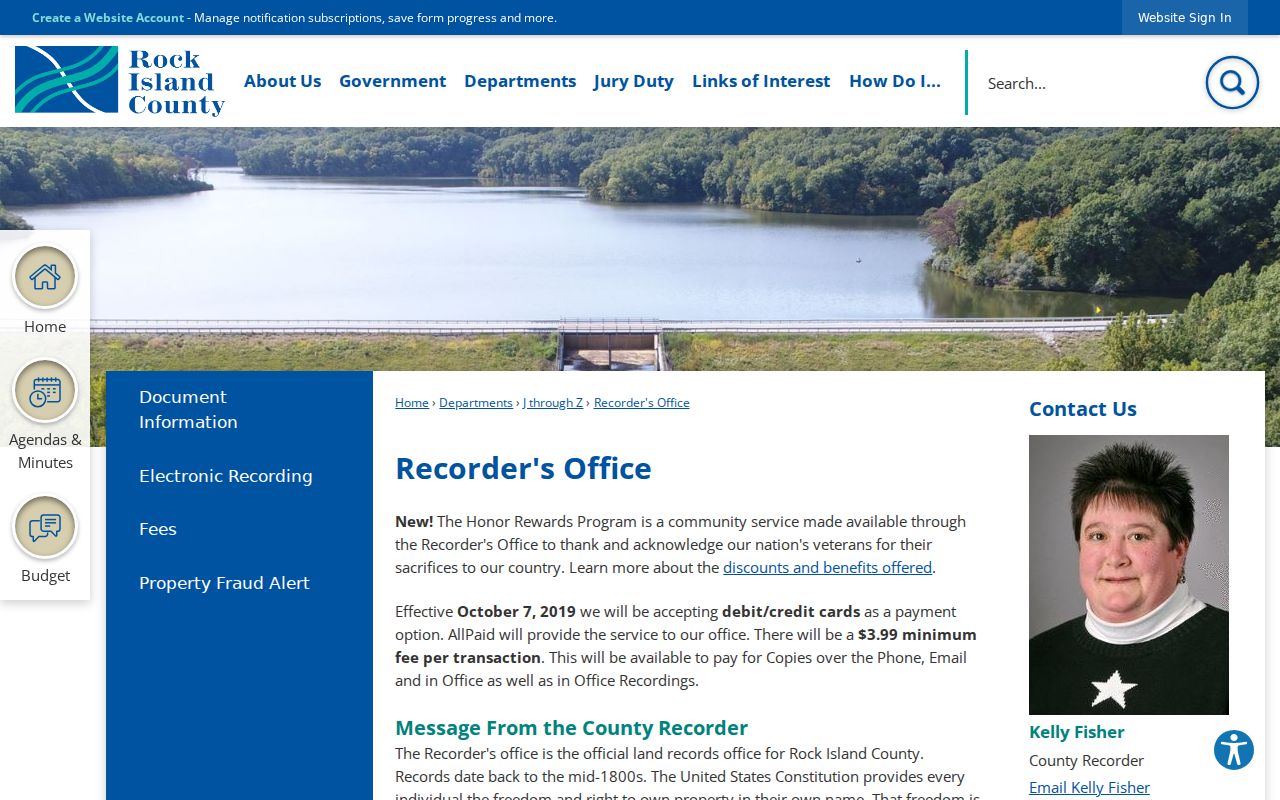 Rock Island County Recorder office page for deeds and land records